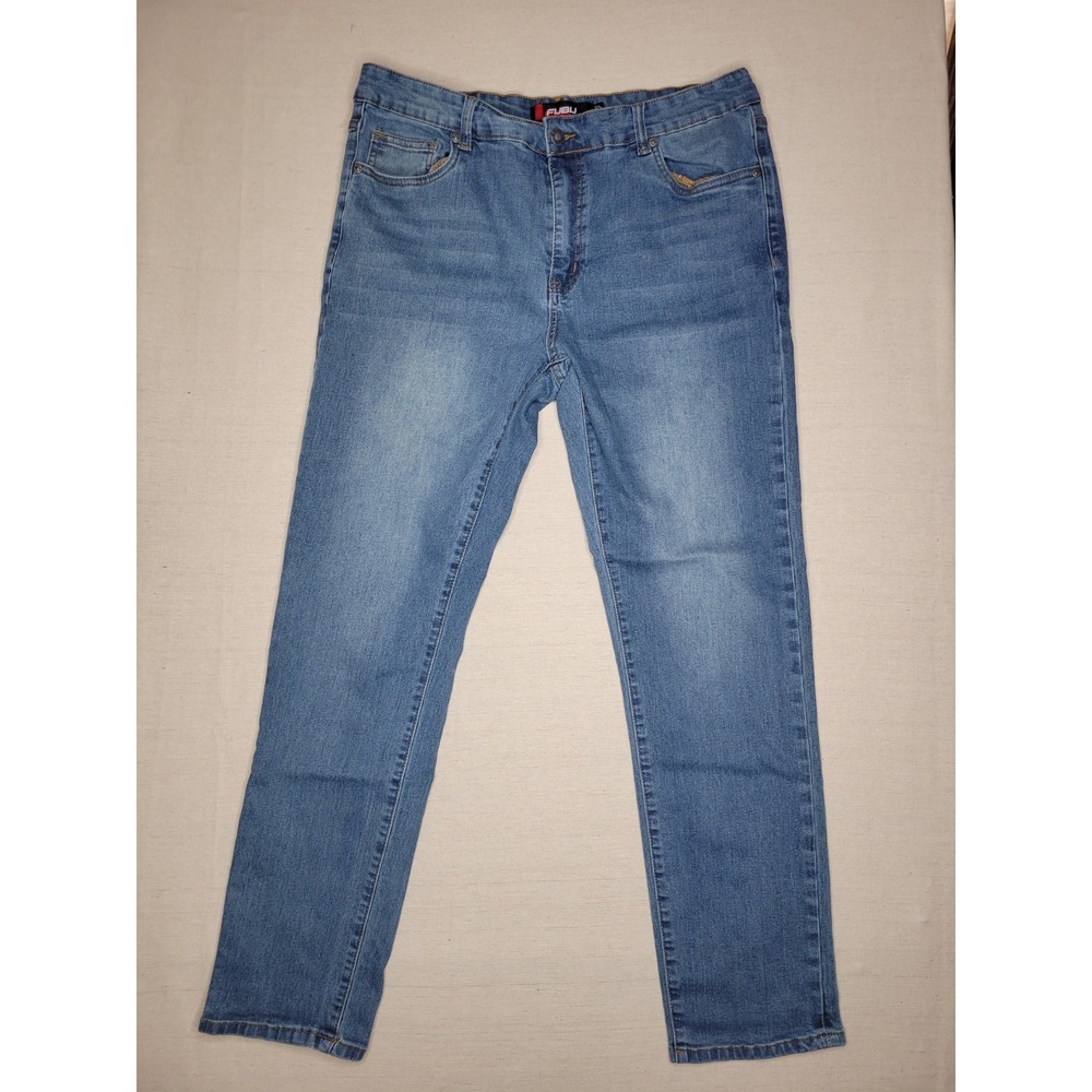 Vintage FUBU Jeans Men's Blue Size 36x32 Straight Leg Denim – Classic Y2K Style